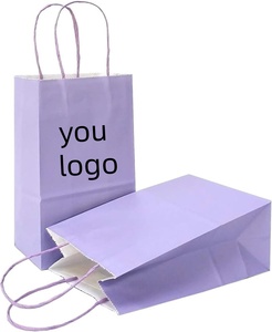 Sacs d'emballage alimentaire en papier kraft recyclé biodégradable avec logo imprimé personnalisé, sacs de transport en papier kraft brun écologiques pour emporter - Product Image 1