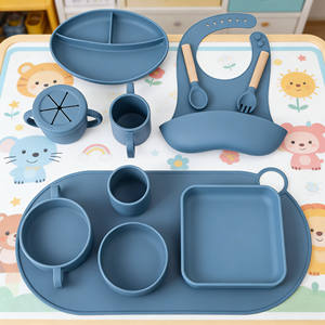 Nuevo Producto: Set de <span class=keywords><strong>Vajilla</strong></span> de Silicona Reutilizable para Bebé, Plato con Succión Antideslizante, Babero Impermeable, Set de Cubiertos de Silicona para Alimentación de Bebés - Product Image 5