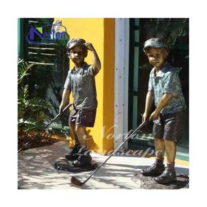 Jardín decorativo latón fundido bronce <span class=keywords><strong>hombre</strong></span> mujer jugando pelota de Golf jugador estatua esculturas para exteriores - Product Image 4