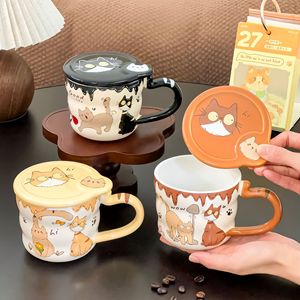 Taza de Café de Cerámica con Tapa, Diseño de Gato Adorable, Taza de Porcelana para Leche, Agua y Bebidas, Regalo de Cumpleaños al por Mayor para Amigos - Product Image 4