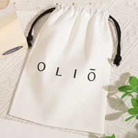 Sac de rangement pour pinceaux cosmétiques en coton fin et blanc imprimé avec logo personnalisé, pochette d'emballage en coton mousseline haut de gamme