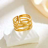Bagues ouvertes croisées minimalistes polyvalentes pour femmes Gaovo, design tendance et original, en acier inoxydable plaqué or 18 carats