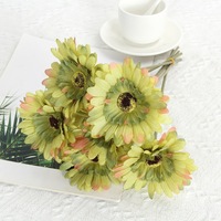 Gerberas artificielles à tige unique, fausses marguerites africaines en soie, teinture stéréotypée, parfaites pour la décoration intérieure et les accessoires de photographie