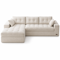 Modernes Luxus L-förmiges Ecksofa Modulares Cremefarbenes Cord-Stoffsofa mit Schwammfüllung Wohnzimmer-Couchgarnitur
