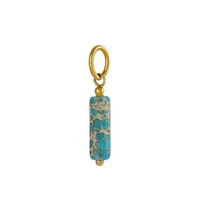 Encantos de barra de piedra cilíndrica | Lazo de acero inoxidable chapado en oro PVD de 18 quilates con colgantes de piedras preciosas naturales para la fabricación de joyas DIY - Product Image 2