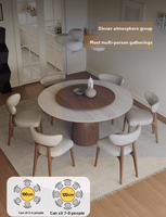 Combinaison de chaises de table à manger rétro en noyer de style italien Table tournante en bois faite à la main et bois de frêne pour usage domestique