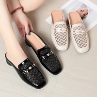 Mules Baotou pour femmes, Nouveauté été 2024, Chaussures de maman à porter à l'extérieur, en maille ajourée, sandales à talon bas, semelle extérieure en caoutchouc