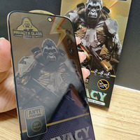 Protection d'écran en verre trempé anti-espion, anti-poussière et anti-regard indiscret Black Kingkong pour iPhone 17 Pro Max 15Promax 16 14 Film de confidentialité