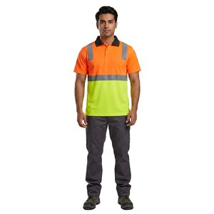 เสื้อโปโลทำงานสีเขียวส้มสะท้อนแสงสำหรับงานอุตสาหกรรมเหมืองถ่านหิน เสื้อผ้าทำงานแบบ Hi-Vis เสื้อยืดนิรภัย Hi-Vis - Product Image 1