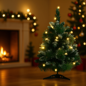 D0102HXUWXJ Árbol de Navidad Artificial de PVC Verde de 2 Pies, Preiluminado con LED Blanco Cálido, Árbol de Interior con Soporte, Funciona con Pilas - Product Image 2