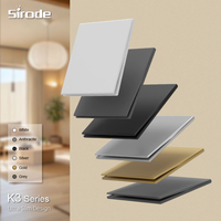 Interrupteurs muraux électriques Sirode K3 Series, norme britannique, design moderne ultra-fin, couleur noire, plaque PC, 4 gangues, 1 voie, pour la maison