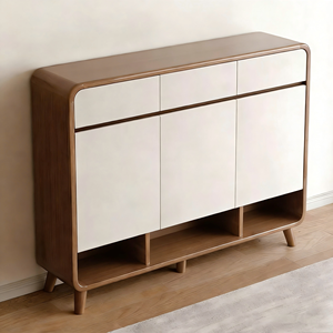 Étagère à chaussures en bois de style moderne sur mesure, épaisseur 15 mm, armoire de rangement multi-niveaux pour entrée, avec 5 étagères, durable - Product Image 1