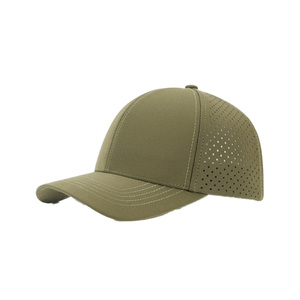 Gorra de béisbol de golf de 6 paneles impermeable OEM/ODM personalizada con agujeros cortados con láser transpirable sombrero de protección solar trasero para hombres y mujeres - Product Image 1