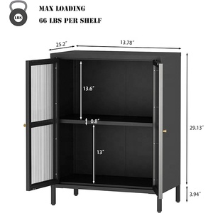 <span class=keywords><strong>Buffet</strong></span> en verre et métal avec rangements, petit meuble de rangement Parsons - Product Image 2