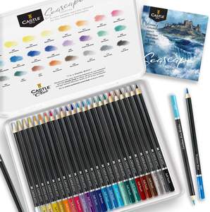 <span class=keywords><strong>Castle</strong></span> <span class=keywords><strong>Art</strong></span> <span class=keywords><strong>Supplies</strong></span> 24 crayons de couleur dans une boîte en étain robuste et portable avec un cœur souple, des pigments riches et des couleurs vibrantes - Product Image 2