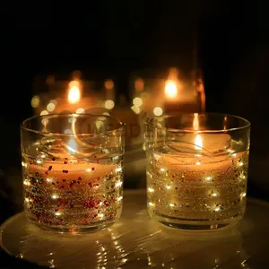 Weddells Bougies lumineuses LED luxueuses et colorées Bougies parfumées en gel de bocal en verre sans fumée avec logo personnalisé