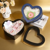 Shaher Marke Luxuriöse Mattschwarze Herzförmige Blumen-Geschenkbox mit Klarsichtfenster, Vierfarbiger Aufdruck, Individuelles Logo, Stabile Kartonbox