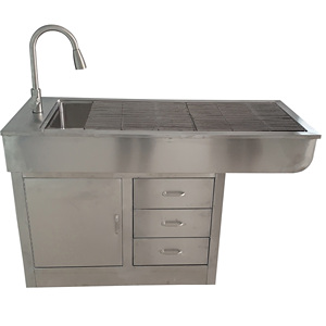 Table de soins vétérinaires et de traitement en acier inoxydable pour animaux de compagnie avec base stable, facile à nettoyer et construction durable - Product Image 3