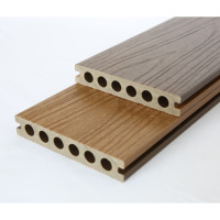 Planches de terrasse en composite WPC brossé co-extrudé 18 mm, double verrouillage, résistantes à l'humidité, grain de bois lisse, direct usine
