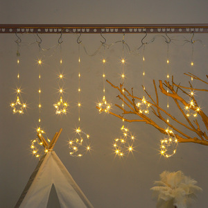 120LED ramadan giáng sinh mặt trăng sao <span class=keywords><strong>LED</strong></span> Icicle cửa sổ chuỗi ánh sáng không thấm nước cho ngoài trời trong nhà trang trí phòng ngủ nhà - Product Image 4