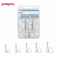 Kit d'assortiment de 42 pinces à fil rondes en gros pour OEM, clips de câble en plastique blanc avec clous pour la fixation de fils et câbles, outils à main