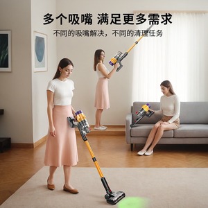 Aspirateur à main sans fil 550W, 180AW, alimenté par batterie, pour usage domestique et pour animaux de compagnie, avec 4 accessoires, couleur or - Product Image 4