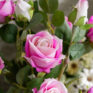 ช่อดอกกุหลาบประดิษฐ์ CallaFloral สีชมพูเข้ม โพลีเอสเตอร์ ก้านเดี่ยว สำหรับตกแต่งบ้าน - Product Image 2