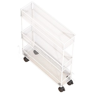 Ultra-thin and narrow storage cabinet behind <b>the</b> door, bathroom <b>gap</b> cabinet, floor-standing storage rack with wheels - Product Image 5