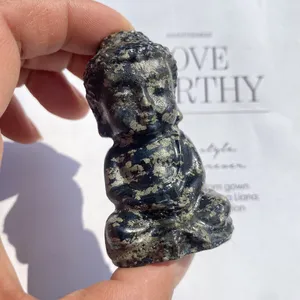 Ukiran tangan 7cm batu permata alami kristal Feng Shui Tiongkok kerajinan ukir Buddha bayi untuk dekorasi rumah