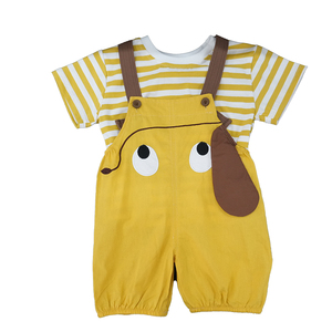 Summer New Boys and Girls Cartoon Round Neck Short Sleeve Baby <strong>Bodysuit</strong> 0M-5years Baby Leisure <strong>Suspender</strong> Pants Baby Clothes - Product Image 6