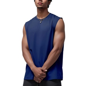 Factory Supply Men's Cotton <b>Blend</b> Plus Size Tank Top With Round Neck - Tank Tops Mens - Product Image 3