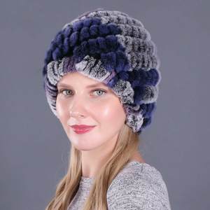 Gorro de Piel de Conejo Rex Auténtico para Mujer, Gorro de Punto de Piel Auténtica Estilo Ruso, Gorro de Invierno Cálido para Mujer, Gorros de Punto - Product Image 5