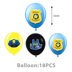 Décorations de fête sur le thème de la police, kit de décorations de fête de la police, bannière joyeux <span class=keywords><strong>anniversaire</strong></span>, ballons en latex, fournitures de fête pour enfants sur le thème des policiers - Product Image 6