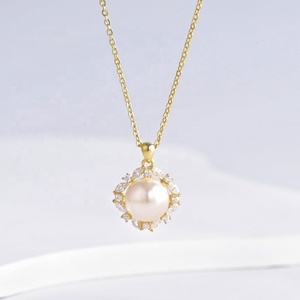 Collar circular personalizado de plata 925 chapado en oro, para mejor amiga, mamá, minimalista, vintage, delicado, con perlas, para damas. - Product Image 2