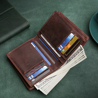 Dompet Pria Desainer Mewah Minimalis Kulit Asli Desain Terbuka dengan Tempat Kartu
