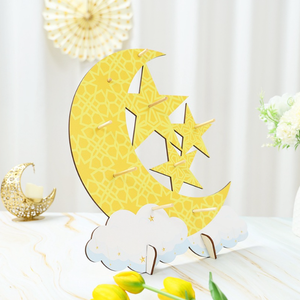 DAMAI - Soporte de Madera para Exhibición de Postres con Forma de Estrella y Luna para Eid Mubarak, con Base para Decoración de Fiestas y Festivales - Product Image 3