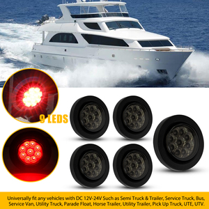 ไฟเลี้ยวข้าง AUXITO ทรงกลม 2 นิ้ว 9 ดวง LED สีแดง พร้อมฝาครอบรมดำ สำหรับรถบรรทุก รถ UTV รถพ่วง รถตู้ จำนวน 5 ชิ้น - Product Image 2