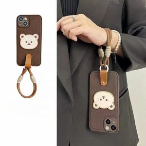 Mode peluche <span class=keywords><strong>Mickey</strong></span> ours Silicone PC avec chaîne antichoc couverture arrière étui de téléphone portable pour iPhone 15 14 13 12 11 Pro max - Product Image 3