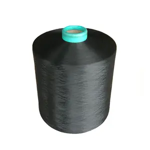 Polyester DTY 150D/48F/2 S + Z SD yüksek Intermingle Dope boyalı siyah iplik