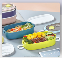Vente en gros de nouveaux produits d'usine Boîte à nourriture double couche Grande boîte à lunch Bento 3 compartiments avec poignées 1,6 L