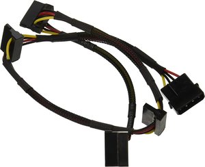 데이터 케이블-<span class=keywords><strong>2</strong></span> 피트-4 핀 MOLEX 남성-4X 15 핀 SATA II 여성 전원 케이블 (그물 재킷) - Product Image 1