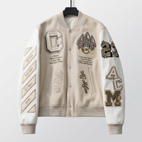 OEM vente en gros veste universitaire vintage pour hommes broderie en chenille logo personnalisé manches en cuir patch de broderie Letterman de baseball