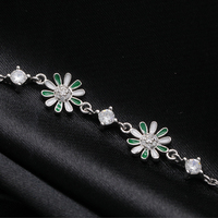 Bracelet en argent sterling 925 avec fleur de marguerite en zircon porte-bonheur, bijoux fins, bracelet en émail pour femmes