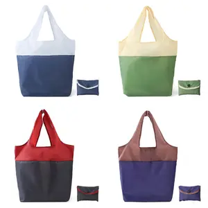 Groothandel Duurzame Polyester Opvouwbare Ecologische Herbruikbare Opvouwbare Trolly Tote Boodschappentas Logo