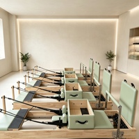 Reformer Pilates en Chêne Massif, Lit de Pilates à Glissière Silencieuse sur Rail Complet, Machine d'Entraînement Commerciale pour Studio de Yoga et Pilates