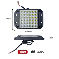 Mini Lámpara LED Cuadrada de 18W, 10-80V DC, Resistente al Agua, para Trabajo Pesado, Construcción, Vehículos Todoterreno