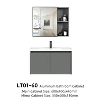 Ensemble complet de luxe CE européen : Meuble-lavabo flottant avec miroir LED, lavabo en céramique, WC suspendu et accessoires