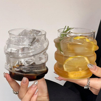 460ml Spirale Twist Wave Glazen Bekerglas Hoog Borosilicaat Onregelmatige Rimpel IJs Koffie Tumbler Transparant Water Sap Whisky Glaswerk