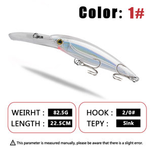 80g 22.5cm in nổi Minnow thu hút nhân tạo côn trùng mồi jerkbait swimbait <span class=keywords><strong>wobbler</strong></span> cho Marlin câu cá sông hồ suối - Product Image 2