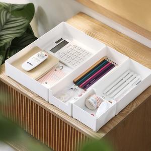 Caja de almacenamiento de escritorio <span class=keywords><strong>Ikea</strong></span>, organizador de plástico 4 en 1 para maquillaje y material de oficina, color blanco sólido, sin tapa - Product Image 3